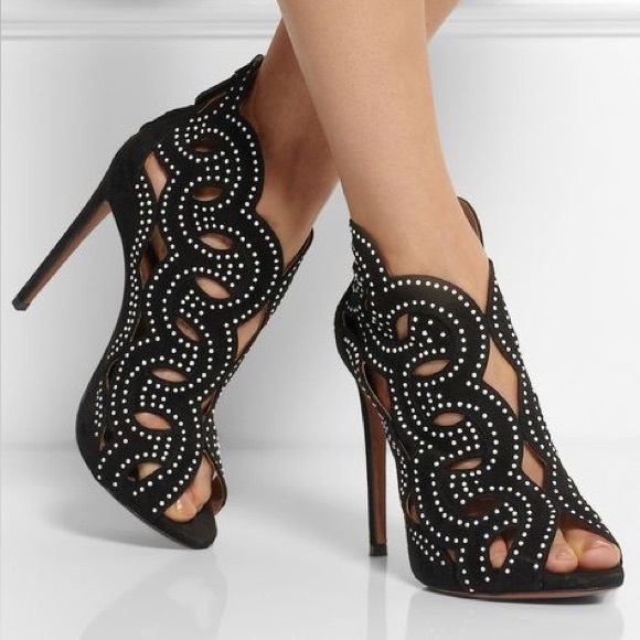Alaïa Black High-Heeled Peep-Toe Booties - Picture 1 of 9